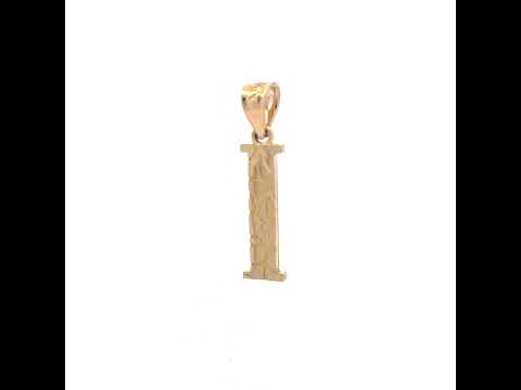 10K Yellow Gold Unisex Nugget Initial I Charm Pendant