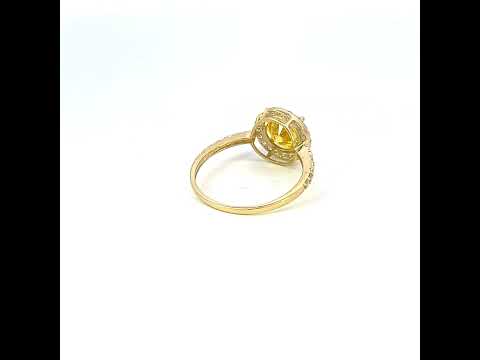 10K Yellow Gold Womens Yellow White Cubic-Zirconia Engagement Ring