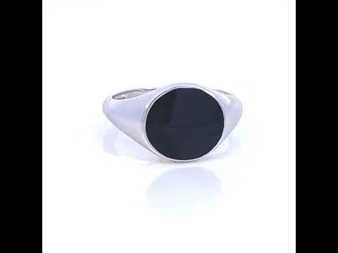 925 Sterling Silver Mens Black Enameled Fashion Ring