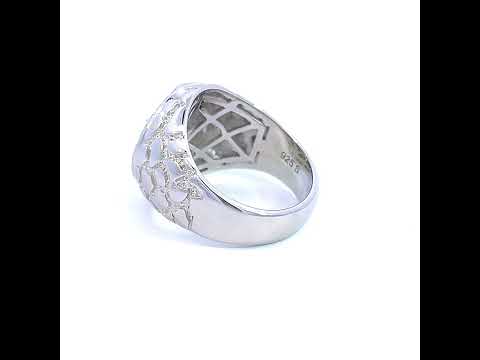 925 Sterling Silver Mens Cubic-Zirconia Crucifix Cross Religious Ring