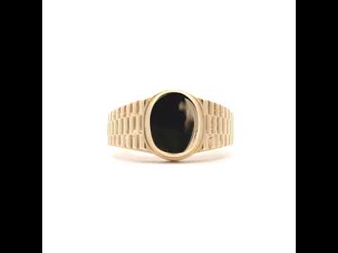 10K Yellow Gold Womens Oval Head Signet Ring