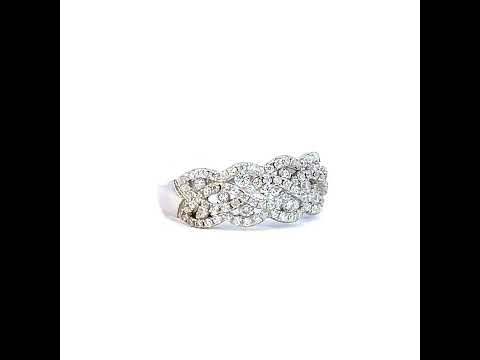 925 Sterling Silver Womens Cubic-Zirconia Crossover Fashion Ring