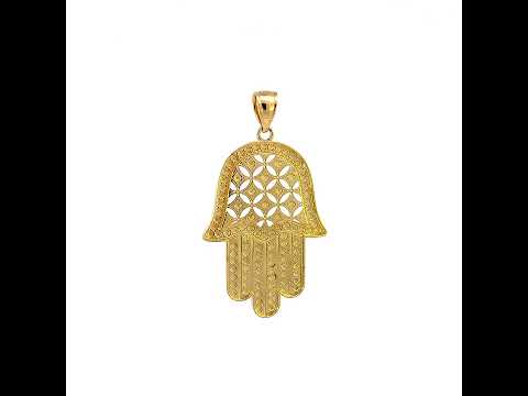 10K Yellow Gold Mens Hamsa Symbol Religious Charm Pendant