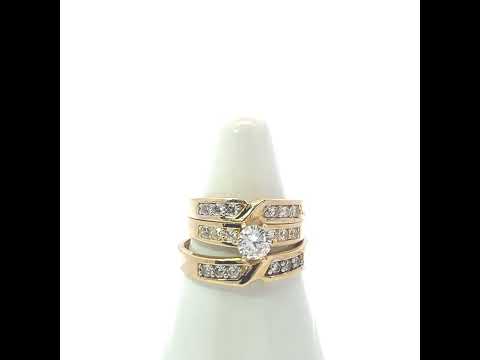 10K Two-tone Gold His & Hers Cubic-Zirconia Trio Ring Set