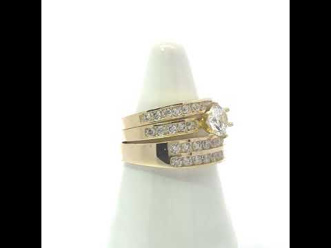 10K Yellow Gold Cubic-Zirconia His & Hers Trio Ring Set