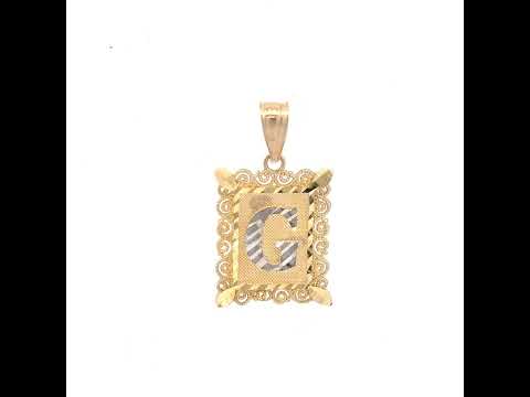 10K Two-Tone Gold Unisex Diamond-Cut Initial G Charm Pendant