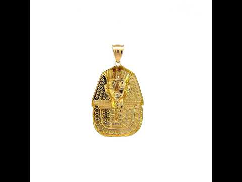 10K Yellow Gold Mens Pharaoh Egyptian Charm Pendant