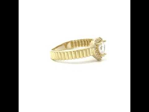 10K Yellow Gold Womens Round Heart Cubic-Zirconia Heart Birthstone Ring