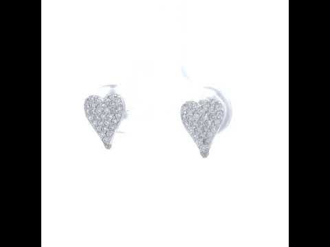 925 Sterling Silver Womens Cubic-Zirconia Heart Stud Earrings
