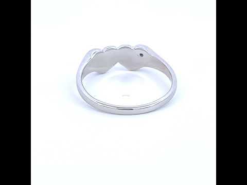 925 Sterling Silver Womens Cubic-Zirconia Double Heart Ring Size 9
