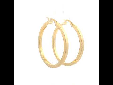 925 Sterling Silver Yellow-tone Womens Diamond-Cut Square Tube Hoop Earrings