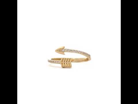 10K Yellow Gold Womens Cubic-Zirconia Love Arrow Ring