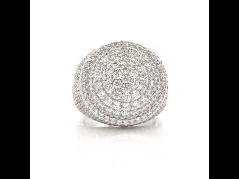 925 Sterling Silver Mens Cubic-Zirconia Cluster Fashion Ring Size 12