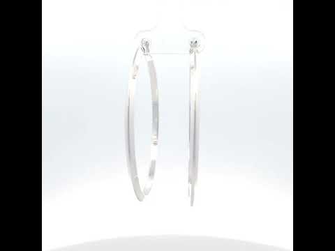925 Sterling Silver Womens Knife Edge Hoop Earrings