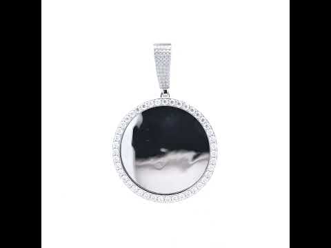 925 Sterling Silver Mens 3.04ct Moissanite Circle Picture Frame Pendant