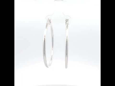925 Sterling Silver Womens Round Tube Hoop Earrings