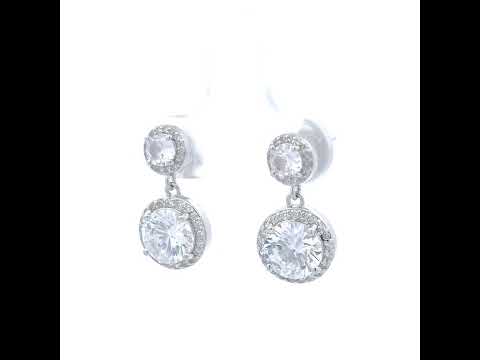 925 Sterling Silver Womens Cubic-Zirconia Round Fashion Danglers Earrings