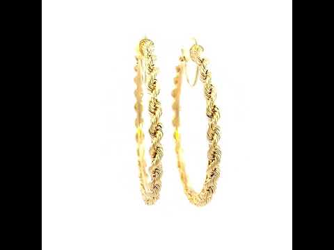10K Yellow Gold Womens Fancy Twisted Rope Hoop Earrings 4mm-50