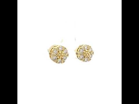 925 Sterling Silver Yellow-Tone Womens Round 1.37ct Moissanite Round Fashion Stud Earrings