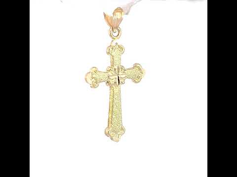 10K Yellow Gold Unisex Nugget Cross Religious Charm Pendant