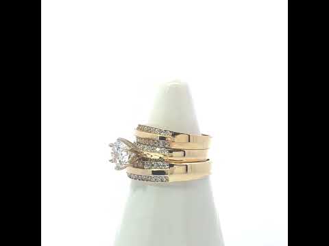 10K Two-tone Gold His & Hers Cubic-Zirconia Trio Ring Set
