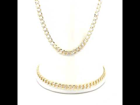 925 Silver Solid Super Flat Cuban Chain Two-tone 4.2mm-24