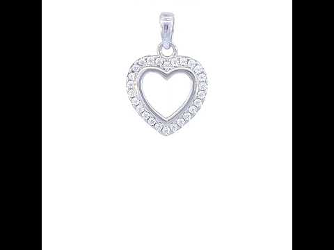 925 Sterling Silver Womens Cubic-Zirconia Heart Charm Pendant
