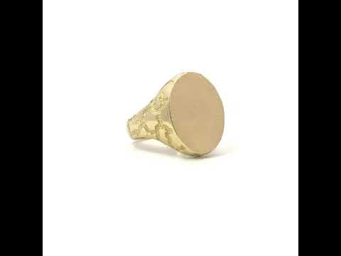 10K Yellow Gold Mens Oval Head Signet Ring