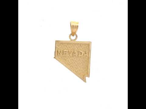 10K Yellow Gold Textured Unisex Nevada State Charm Pendant