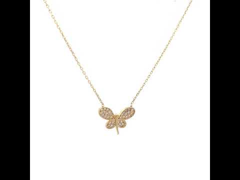 14K Gold Cubic Zirconia Necklace 18" (16"+2")
