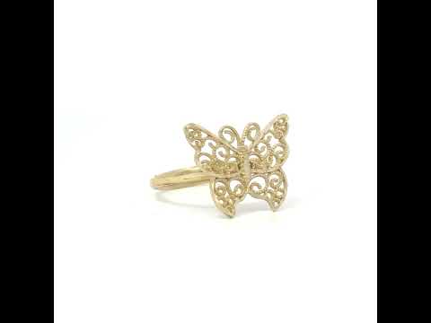 10K Yellow Gold Women Butterfly Fashion Ring