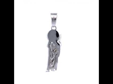 925 Sterling Silver Mens 0.48ct Baguette Round Moissanite St. Jude Religious Charm Pendant