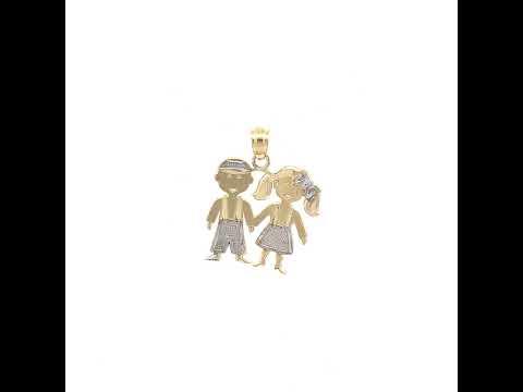 10K Gold Two-Tone Baby Boy Girl Charm Pendant