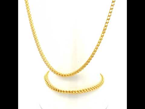 925 Silver Hollow Franco Chain Yellow 2.7mm-24