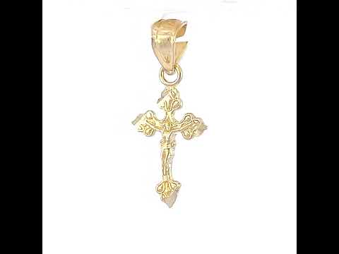 10K Yellow Gold Unisex Crucifix Cross Religious Charm Pendant