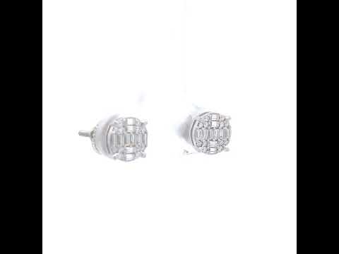 925 Sterling Silver Womens Round Baguette 0.12ct, 0.61ct Moissanite Round Fashion Stud Earrings