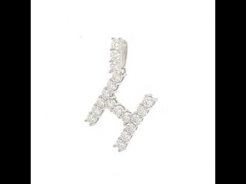 925 Sterling Silver Unisex 1.82ct Moissanite Initial Alphabet H Charm Pendant
