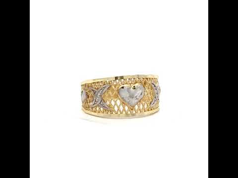 10K Two-tone Gold Womens Heart XO XO Ring