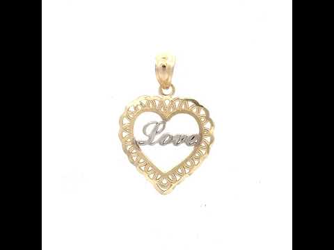 10K Gold Yellow Unisex Love Heart Charm Pendant