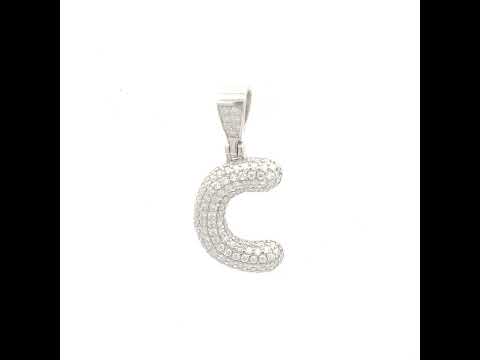 925 Sterling Silver 1.00ct Moissanite Initial Alphabet C Charm Pendant