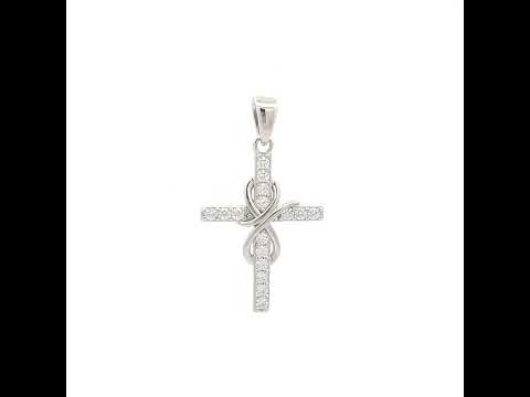 925 Sterling Silver Unisex Round Cubic-Zirconia Infinity Cross Religious Charm Pendant