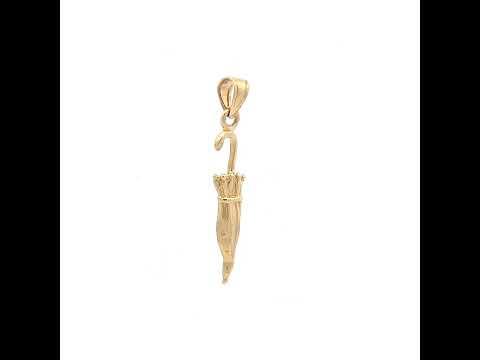 10K Yellow Gold Unisex Umbrella Tools Charm Pendant