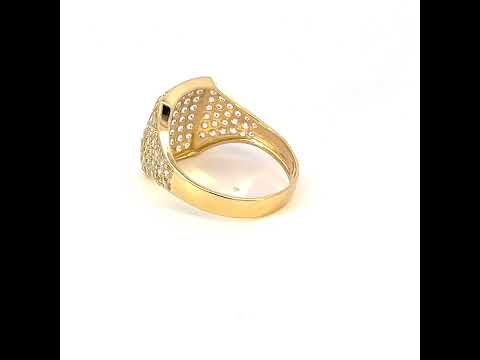 10K Yellow Gold Mens Cubic-Zirconia Square Head Fashion Ring