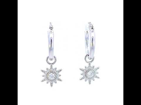 925 Sterling Silver Womens Cubic-Zirconia Fashion Dangle Hoop Earrings