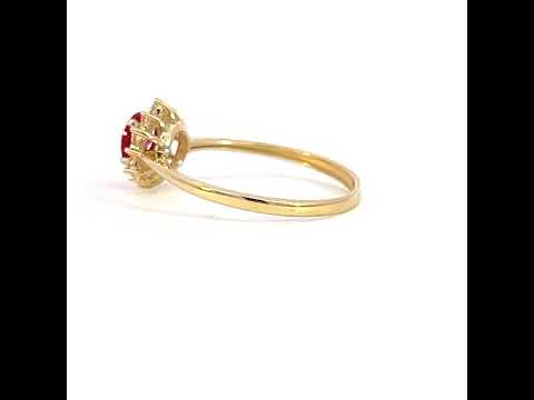 10K Yellow Gold Womens Pink White Cubic-Zirconia Flower Fashion Ring