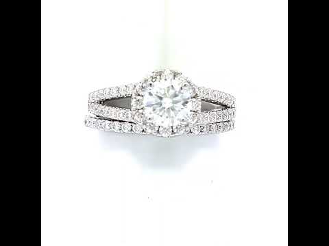 925 Sterling Silver Womens 2.28ct Moissanite Duo Ring Bridal Set Ring Size 7