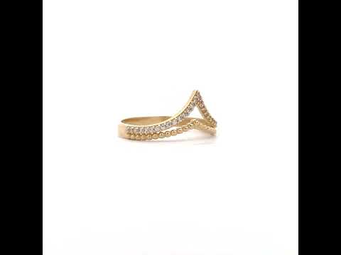 10K Yellow Gold Womens Cubic-Zirconia V-Shaped Fashion Ring