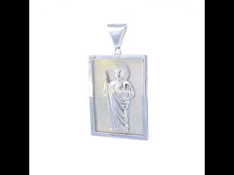 925 Sterling Silver Mens St. Jude Religious Charm Pendant