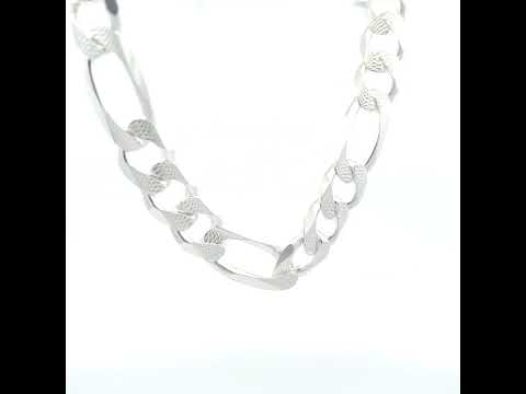 925 Silver Solid Pave Classic Figaro 13.0mm-8"