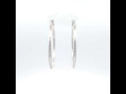 925 Sterling Silver Womens Round Tube Hoop Earrings
